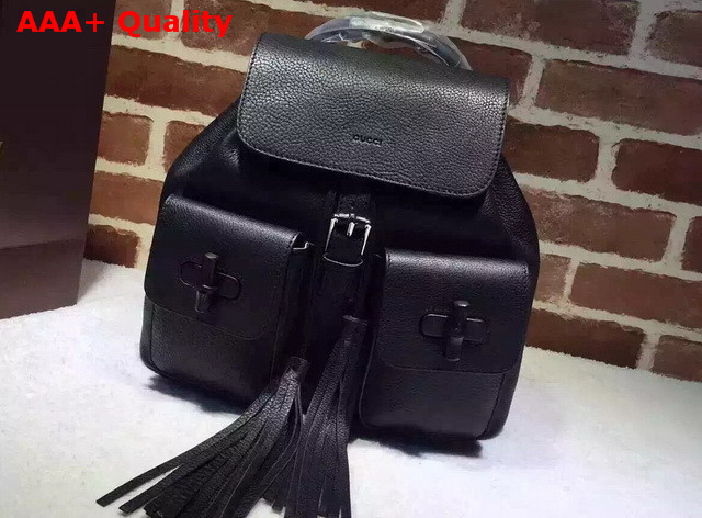 Gucci Bamboo Leather Backpack Black Replica