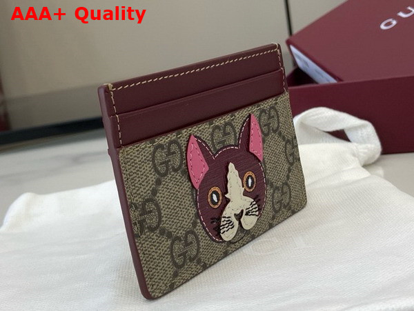 Gucci Bi Color GG Card Case with Cat Detail 818769 Replica