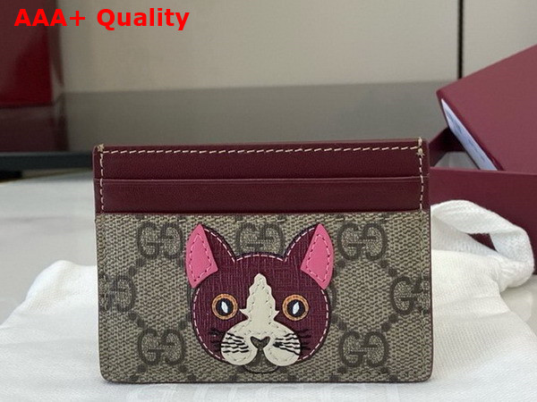 Gucci Bi Color GG Card Case with Cat Detail 818769 Replica