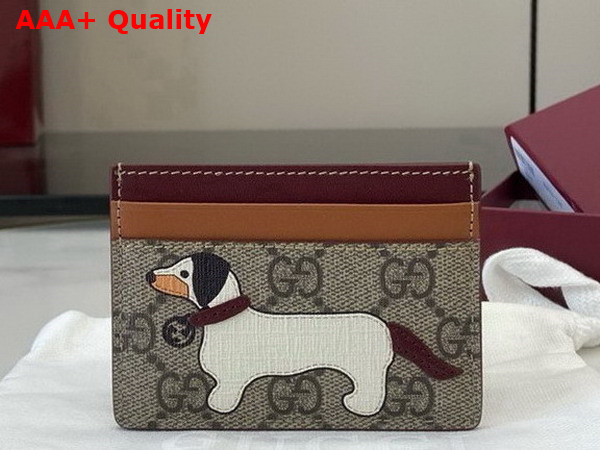 Gucci Bi Color GG Card Case with Dog Detail 818769 Replica