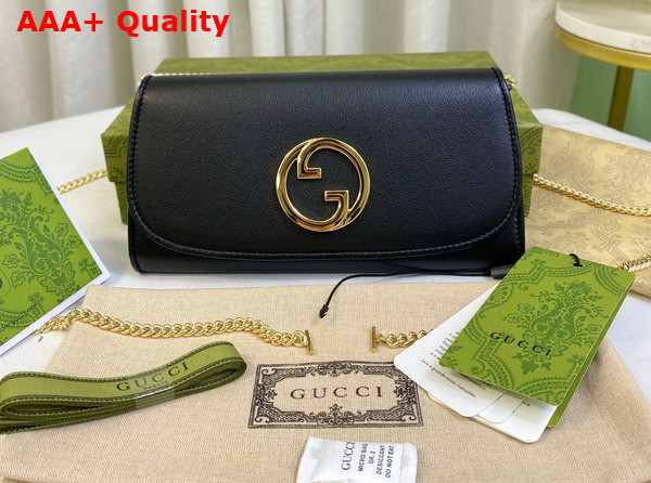 Gucci Blondie Continental Chain Wallet in Black Leather 725215 Replica