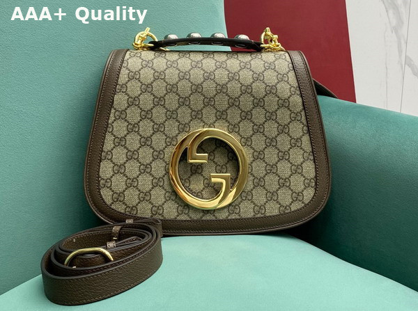 Gucci Blondie Medium Bag in Beige and Ebony GG Supreme Canvas 721172 Replica