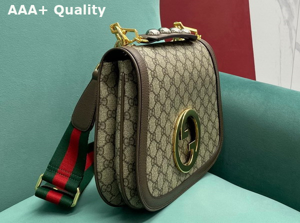 Gucci Blondie Medium Bag in Beige and Ebony GG Supreme Canvas 721172 Replica