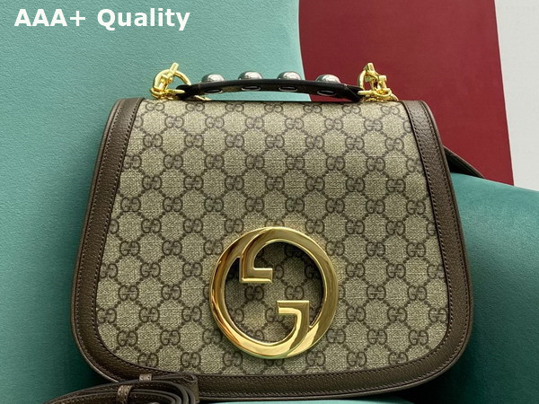 Gucci Blondie Medium Bag in Beige and Ebony GG Supreme Canvas 721172 Replica