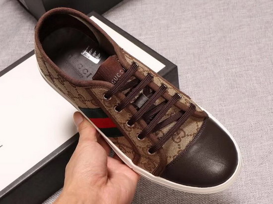 Gucci Brown GG and Leather Web Sneaker