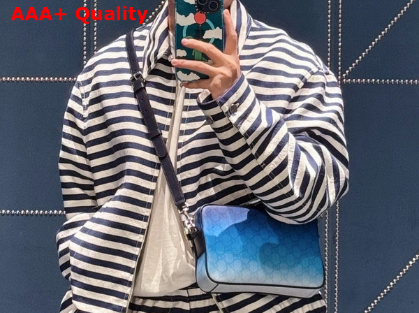 Gucci Chroma Small Crossbody Bag Gradient Blue GG Monogram Coated Fabric 835691 Replica