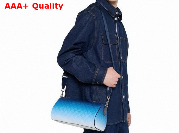 Gucci Chroma Small Cylinder Bag Gradient Blue GG Monogram Coated Fabric 839325 Replica