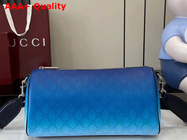 Gucci Chroma Small Cylinder Bag Gradient Blue GG Monogram Coated Fabric 839325 Replica