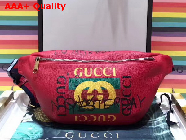 Gucci Coco Capitan Logo Belt Bag Hibiscus Red Leather Replica