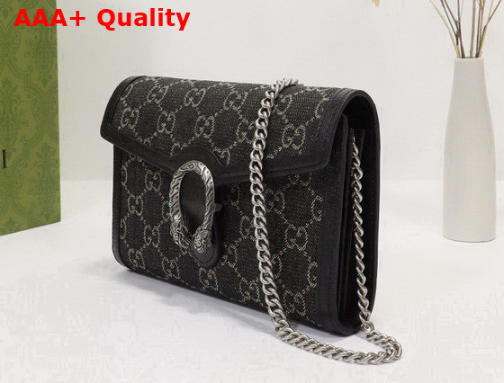 Gucci Dionysus GG Mini Chain Bag Black and Ivory GG Denim Jacquard 401231 Replica