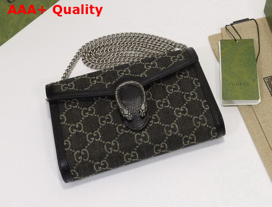 Gucci Dionysus GG Mini Chain Bag Black and Ivory GG Denim Jacquard 401231 Replica