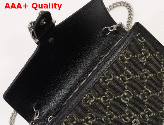 Gucci Dionysus GG Mini Chain Bag Black and Ivory GG Denim Jacquard 401231 Replica