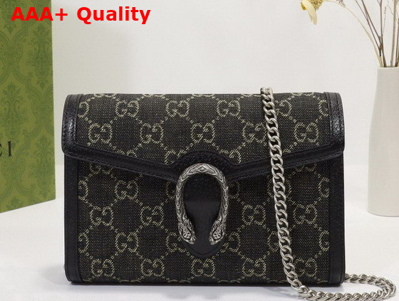 Gucci Dionysus GG Mini Chain Bag Black and Ivory GG Denim Jacquard 401231 Replica