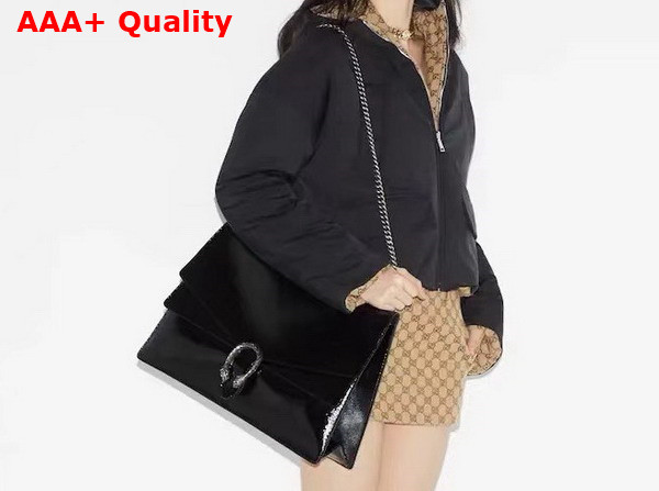 Gucci Dionysus Large Shoulder Bag in Black Patent Leather 795003 Replica