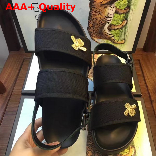 Gucci Embroidered Web and Leather Sandal Black Replica