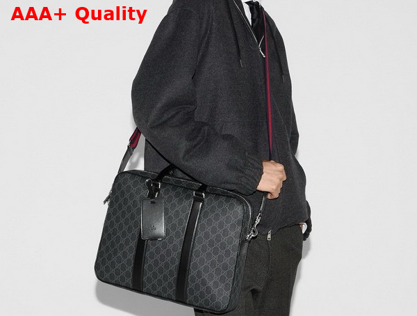 Gucci GG Briefcase with Shoulder Strap Black GG Supreme Canvas 792077 Replica
