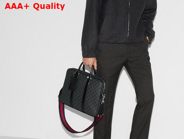 Gucci GG Briefcase with Shoulder Strap Black GG Supreme Canvas 792077 Replica