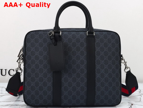 Gucci GG Briefcase with Shoulder Strap Black GG Supreme Canvas 792077 Replica