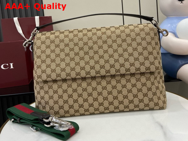 Gucci GG Canvas Large Crossbody Bag in Beige and Dark Brown GG Canvas 821616 Replica