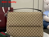 Gucci GG Canvas Large Crossbody Bag in Beige and Dark Brown GG Canvas 821616 Replica