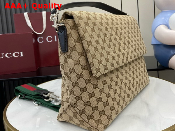 Gucci GG Canvas Large Crossbody Bag in Beige and Dark Brown GG Canvas 821616 Replica