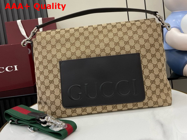 Gucci GG Canvas Large Crossbody Bag in Beige and Dark Brown GG Canvas 821616 Replica