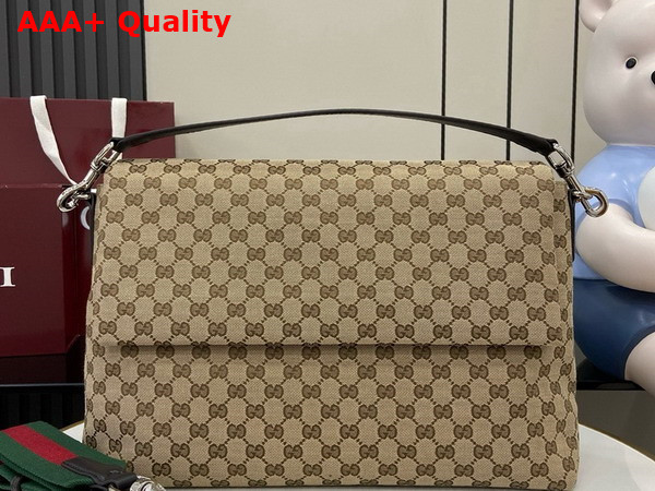 Gucci GG Canvas Large Crossbody Bag in Beige and Dark Brown GG Canvas 821616 Replica