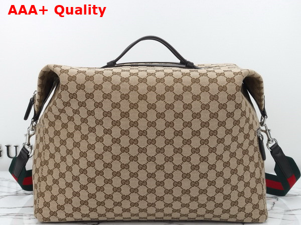 Gucci GG Canvas Medium Duffle Bag in Beige and Dark Brown GG Canvas 821668 Replica