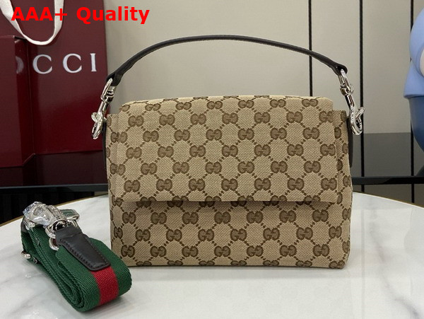 Gucci GG Canvas Small Crossbody Bag in Beige and Dark Brown GG Canvas 821617 Replica