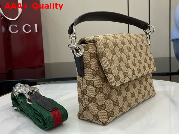 Gucci GG Canvas Small Crossbody Bag in Beige and Dark Brown GG Canvas 821617 Replica