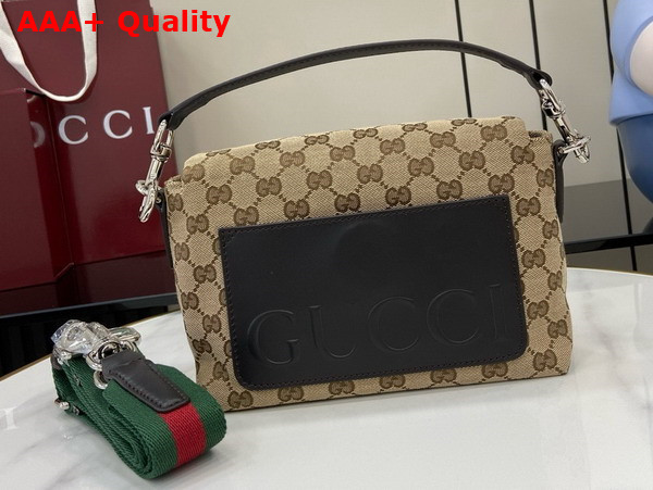 Gucci GG Canvas Small Crossbody Bag in Beige and Dark Brown GG Canvas 821617 Replica