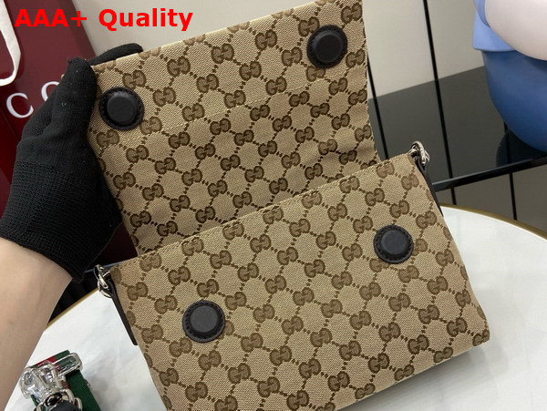 Gucci GG Canvas Small Crossbody Bag in Beige and Dark Brown GG Canvas 821617 Replica