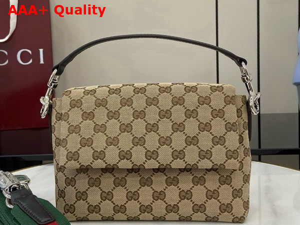 Gucci GG Canvas Small Crossbody Bag in Beige and Dark Brown GG Canvas 821617 Replica