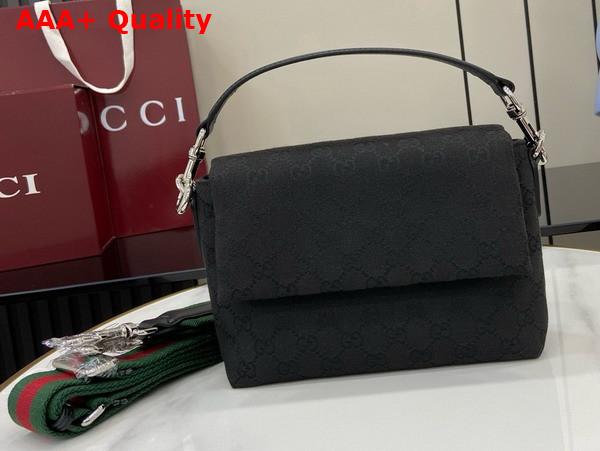 Gucci GG Canvas Small Crossbody Bag in Black GG Canvas 821617 Replica