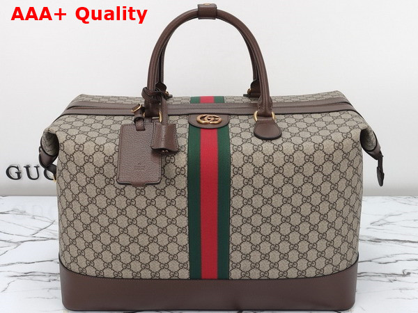 Gucci GG Duffle Bag in Beige and Ebony GG Supreme Canvas with Web 760228 Replica