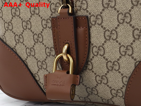 Gucci GG Emblem Large Duffle Bag in Beige and Dark Brown New GG Monogram Coated Fabric 821158 Replica