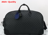 Gucci GG Emblem Large Duffle Bag in Black New GG Monogram Coated Fabric 821158 Replica