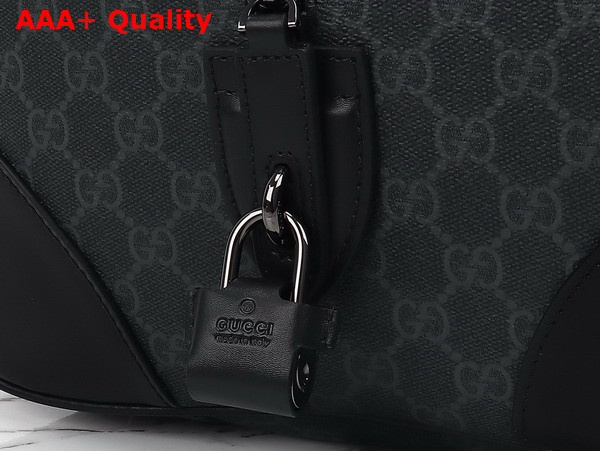 Gucci GG Emblem Large Duffle Bag in Black New GG Monogram Coated Fabric 821158 Replica