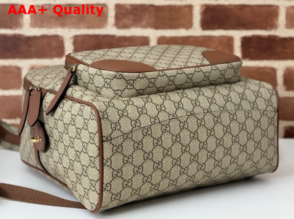 Gucci GG Emblem Medium Backpack in Beige and Dark Brown New GG Monogram Coated Fabric 821159 Replica