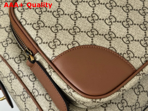 Gucci GG Emblem Medium Backpack in Beige and Dark Brown New GG Monogram Coated Fabric 821159 Replica