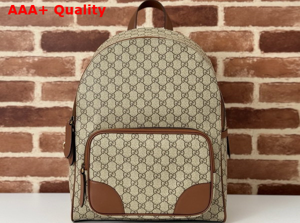 Gucci GG Emblem Medium Backpack in Beige and Dark Brown New GG Monogram Coated Fabric 821159 Replica