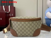 Gucci GG Emblem Medium Belt Bag in Beige and Dark Brown New GG Monogram Coated Fabric 821162 Replica