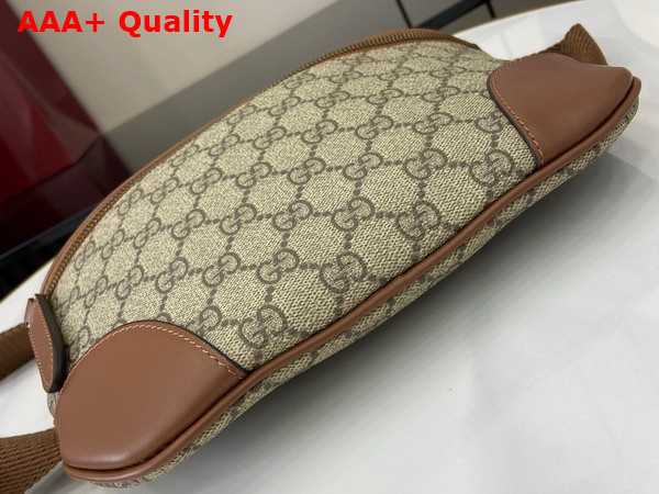 Gucci GG Emblem Medium Belt Bag in Beige and Dark Brown New GG Monogram Coated Fabric 821162 Replica