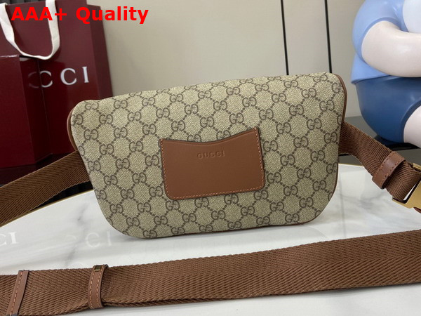 Gucci GG Emblem Medium Belt Bag in Beige and Dark Brown New GG Monogram Coated Fabric 821162 Replica