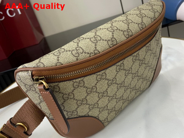 Gucci GG Emblem Medium Belt Bag in Beige and Dark Brown New GG Monogram Coated Fabric 821162 Replica