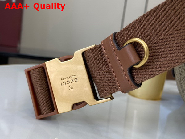Gucci GG Emblem Medium Belt Bag in Beige and Dark Brown New GG Monogram Coated Fabric 821162 Replica