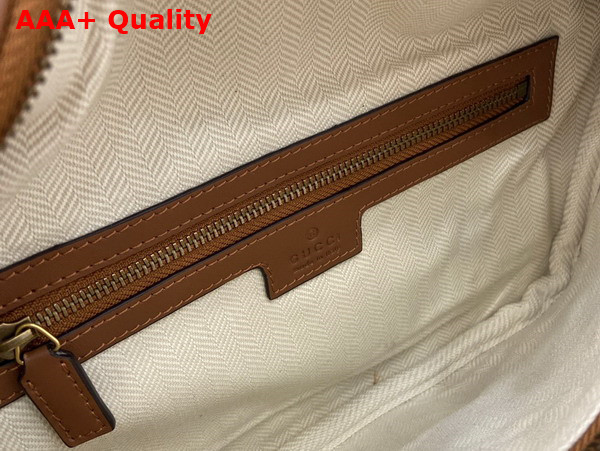 Gucci GG Emblem Medium Belt Bag in Beige and Dark Brown New GG Monogram Coated Fabric 821162 Replica