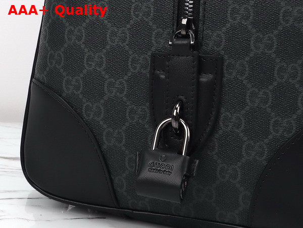 Gucci GG Emblem Medium Duffle Bag in Black New GG Monogram Coated Fabric 821148 Replica