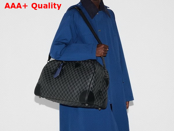 Gucci GG Emblem Medium Duffle Bag in Black New GG Monogram Coated Fabric 821148 Replica