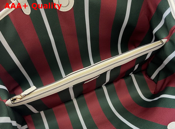 Gucci GG Emblem Medium Tote Bag in Beige and White New GG Monogram Coated Fabric 815213 Replica